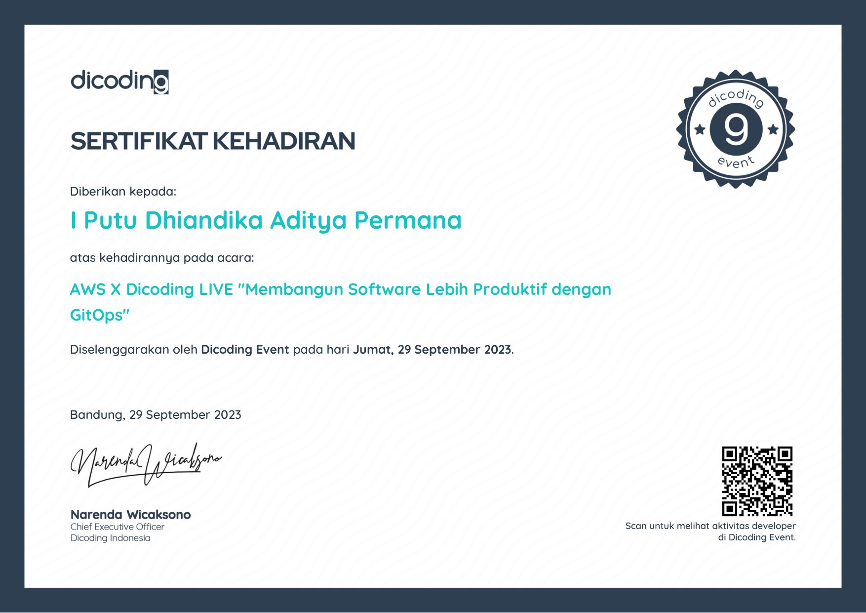 Peserta I Putu Dhiandika Aditya Permana