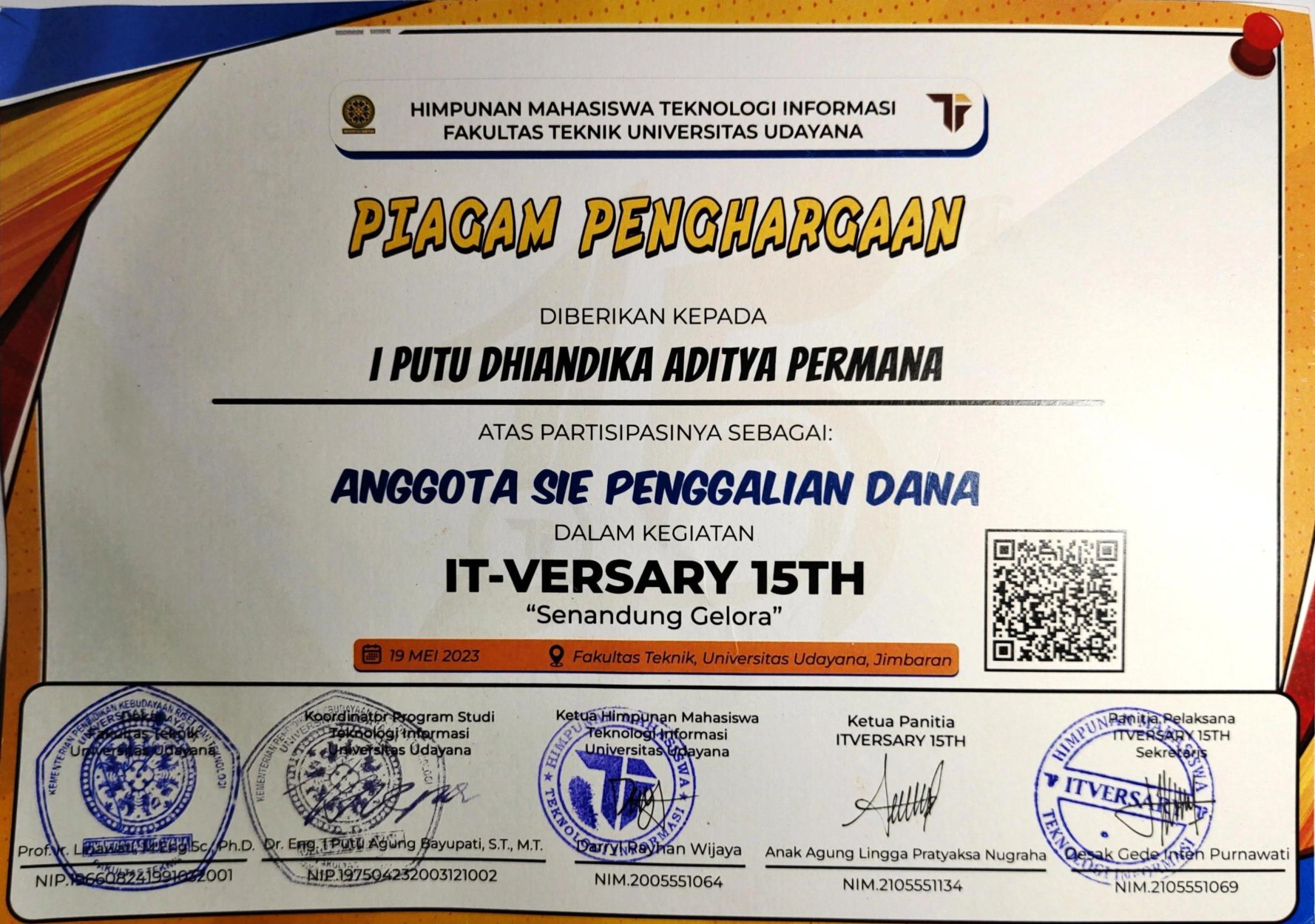 Penghargaan IT-VERSARY 15TH