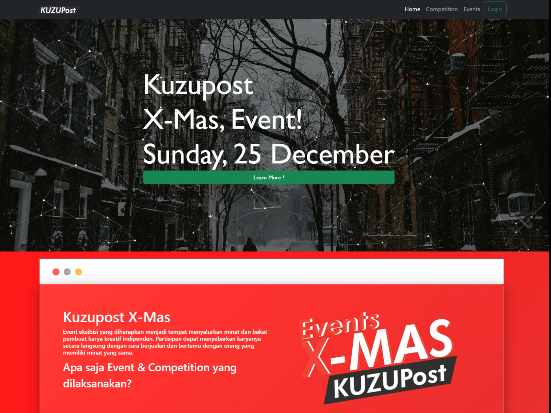 Kuzupost X-Mas Event Landing Page